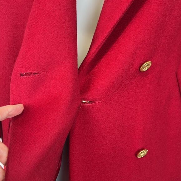 Vintage Forrani Red Double Breasted 100% Wool Long Coat Size 7/8 Petite‎ - Picture 9 of 16